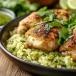 Peruvian Chicken & Rice with Green Sauce