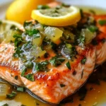 Salmon Piccata smothered in a tangy Lemon Butter Sauce