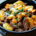 Crockpot loaded steak and potato bake