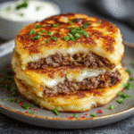 Potato Pancakes with Savory Beef and Cheese