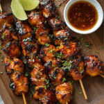 Firecracker Chicken Skewers with spicy glaze